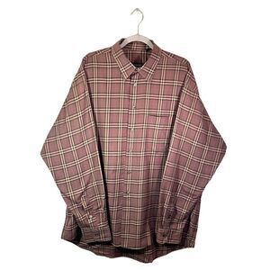 Burberry London Vintage Cotton Brown Dress Shirt Plaid Size XS
